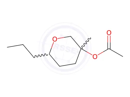 Chemical structure of Acetic acid tetrahydro-3-methyl-6-propyl-2H-pyran-3-yl ester