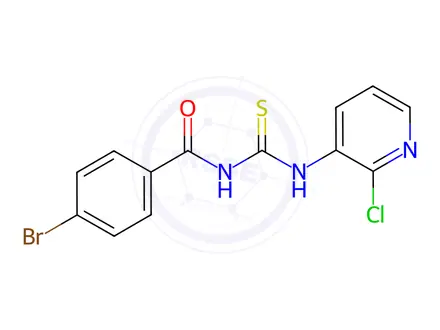Chemical structure of 4-Bromo-N-((2-chloropyridin-3-yl)carbamothioyl)benzamide