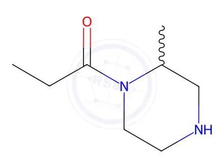 Chemical structure of Piperazine, 2-methyl-1-(1-oxopropyl)-(9CI)