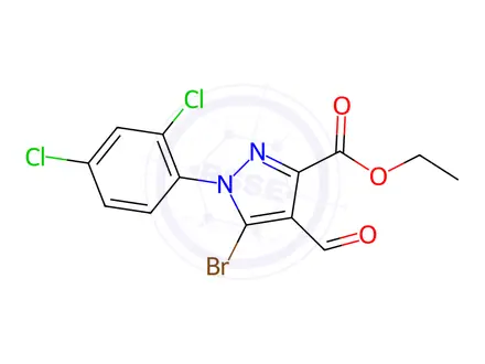 Chemical structure of ETHYL 5-BROMO-1-(2,4-DICHLOROPHENYL)-4-FORMYL-1H-PYRAZOLE-3-CARBOXYLATE
