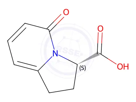 Chemical structure of 3-Indolizinecarboxylic acid, 1,2,3,5-tetrahydro-5-oxo-, (3S)-