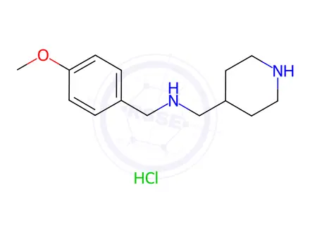 Chemical structure of (4-Methoxy-benzyl)-piperidin-4-ylMethyl-aMine hydrochloride