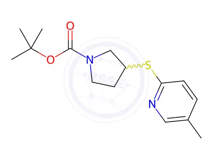 Chemical structure of tert-Butyl 3-((5-methylpyridin-2-yl)thio)pyrrolidine-1-carboxylate