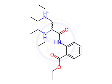 Chemical structure of [2-diethylammonio-1-[(2-ethoxycarbonylphenyl)carbamoyl]ethyl]-diethyl-azanium dichloride