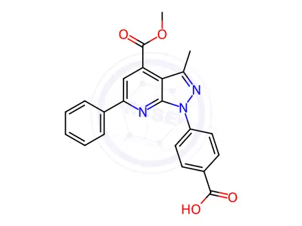 Chemical structure of 4-[4-(methoxycarbonyl)-3-methyl-6-phenyl-1h-pyrazolo[3,4-b]pyridin-1-yl]benzoic acid