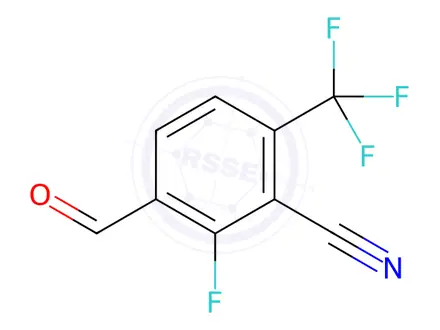 Chemical structure of Benzonitrile, 2-fluoro-3-formyl-6-(trifluoromethyl)-