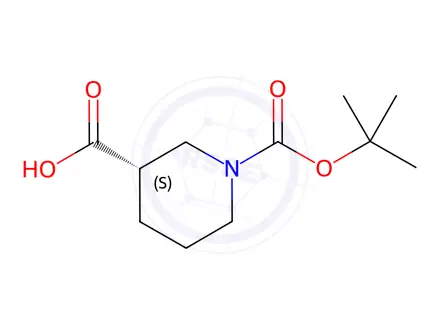 Chemical structure of (S)-1-Boc-piperidine-3-carboxylic Acid