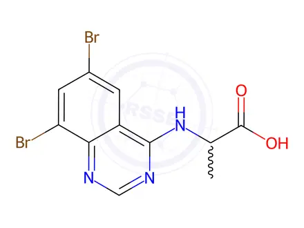 Chemical structure of 2-((6,8-Dibromoquinazolin-4-yl)amino)propanoic acid