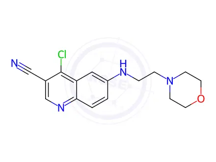 Chemical structure of 4-Chloro-6-((2-morpholinoethyl)amino)quinoline-3-carbonitrile