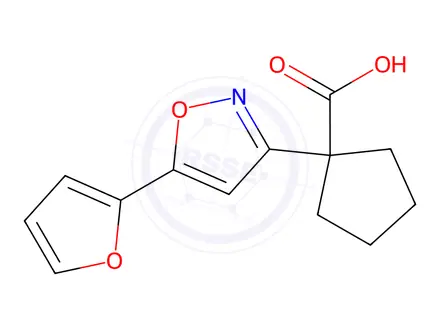 Chemical structure of 1-(5-(Furan-2-yl)isoxazol-3-yl)cyclopentanecarboxylic acid
