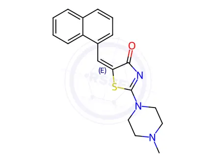 Chemical structure of (5E)-2-(4-Methylpiperazin-1-yl)-5-[(naphthalen-1-yl)methylidene]-4,5-dihydro-1,3-thiazol-4-one