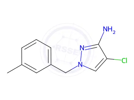 Chemical structure of 4-chloro-1-(3-methylbenzyl)-1H-pyrazol-3-amine