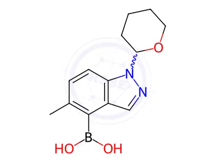 Chemical structure of [5-Methyl-1-(oxan-2-yl)-1H-indazol-4-yl]boronic acid