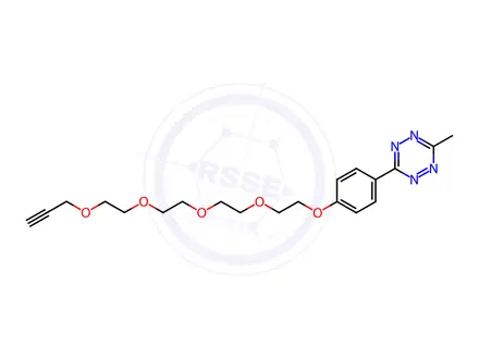 Chemical structure of 3-(4-((3,6,9,12-tetraoxapentadec-14-yn-1-yl)oxy)phenyl)-6-methyl-1,2,4,5-tetrazine