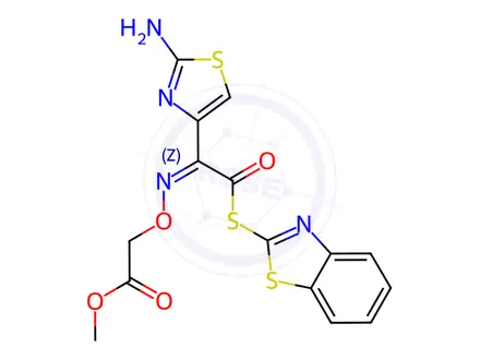 Chemical structure of S-2-Benzothiazolyl (Z)-2-(2-aminothiazole-4-yl)-2-methoxy-carbonylmethioacetate