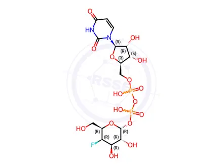 Chemical structure of Uridine-5’-diphosphate-4-deoxy-4-fluoro-α-D-galactose