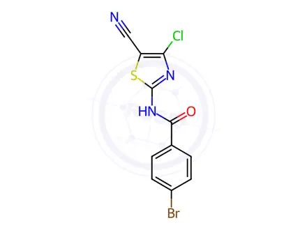 Chemical structure of 4-Bromo-N-(4-chloro-5-cyanothiazol-2-yl)benzamide