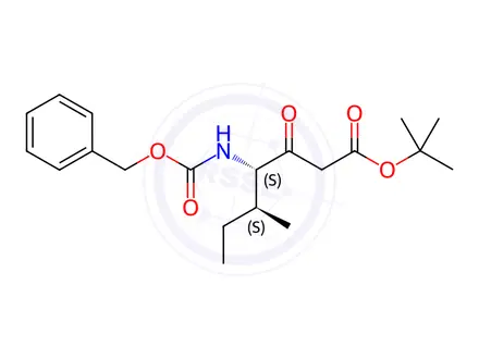 Chemical structure of (4S,5S)-tert-butyl 4-(((benzyloxy)carbonyl)amino)-5-methyl-3-oxoheptanoate