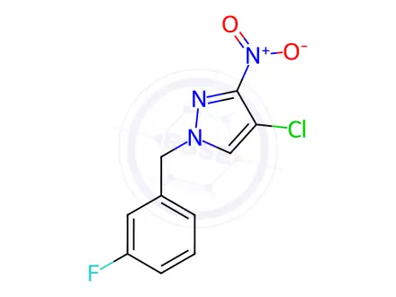 Chemical structure of 4-Chloro-1-(3-Fluorobenzyl)-3-Nitro-1h-Pyrazole