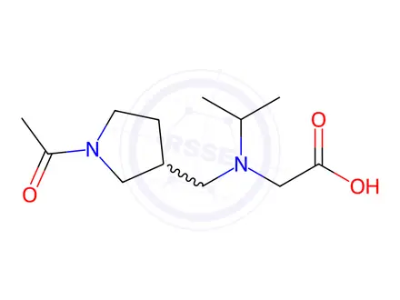 Chemical structure of 2-(((1-Acetylpyrrolidin-3-yl)methyl)(isopropyl)amino)acetic acid