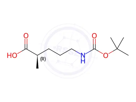 Chemical structure of Pentanoic acid, 5-[[(1,1-dimethylethoxy)carbonyl]amino]-2-methyl-, (2R)-