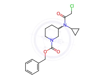 Chemical structure of 2-{[(2-Chloro-acetyl)-isopropyl-amino]-methyl}-pyrrolidine-1-carboxylic acid benzyl ester