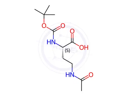 Chemical structure of Butanoic acid, 4-(acetylamino)-2-[[(1,1-dimethylethoxy)carbonyl]amino]-, (2S)-