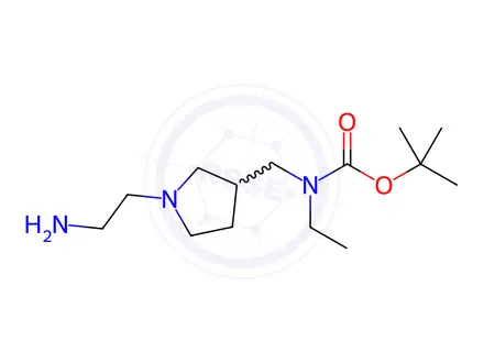 Chemical structure of tert-Butyl ((1-(2-aminoethyl)pyrrolidin-3-yl)methyl)(ethyl)carbamate