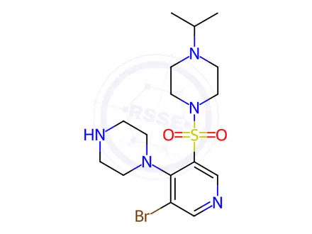 Chemical structure of 1-((5-Bromo-4-(piperazin-1-yl)pyridin-3-yl)sulfonyl)-4-isopropylpiperazine