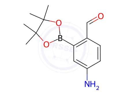 Chemical structure of 4-Amino-2-(4,4,5,5-tetramethyl-1,3,2-dioxaborolan-2-yl)benzaldehyde