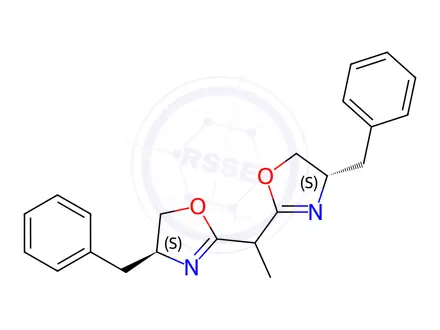 Chemical structure of (4S,4'S)-2,2'-(Ethane-1,1-diyl)bis(4-benzyl-4,5-dihydrooxazole)