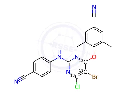 Chemical structure of 6-Desamino 6-Chloro Etravirine-13C3