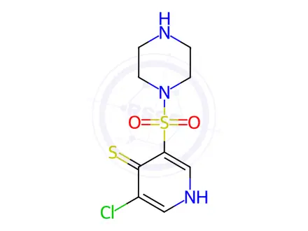 Chemical structure of 3-Chloro-5-(piperazin-1-ylsulfonyl)pyridine-4-thiol