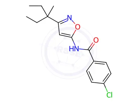 Chemical structure of 4-Chloro-N-(3-(3-methylpentan-3-yl)isoxazol-5-yl)benzamide