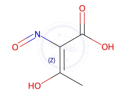 Chemical structure of Butanoic acid, 2-(hydroxyimino)-3-oxo-(9CI)