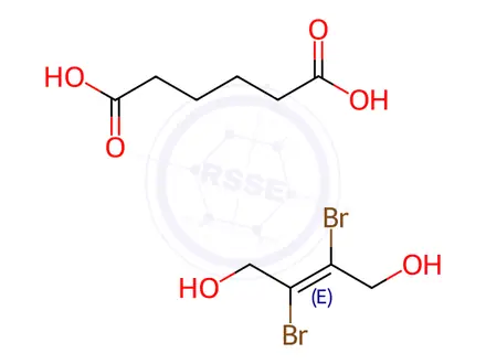 Chemical structure of Hexanedioic acid, polymer with 2,3-dibromo-2-butene-1,4-diol