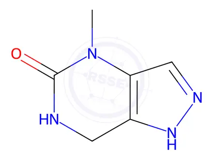 Chemical structure of 5H-Pyrazolo[4,3-d]pyrimidin-5-one, 1,4,6,7-tetrahydro-4-methyl-