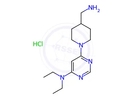 Chemical structure of [6-(4-AMinoMethyl-piperidin-1-yl)-pyriMidin-4-yl]-diethyl-aMine hydrochloride