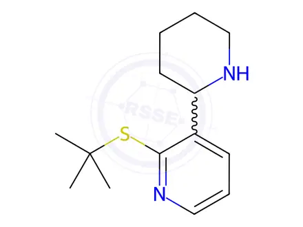 Chemical structure of 2-(tert-Butylthio)-3-(piperidin-2-yl)pyridine