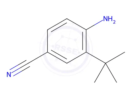 Chemical structure of Benzonitrile, 4-amino-3-(1,1-dimethylethyl)-
