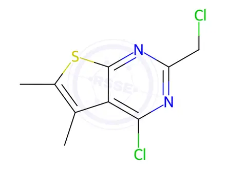 Chemical structure of 4-Chloro-2-(chloromethyl)-5,6-dimethylthieno[2,3-d]pyrimidine