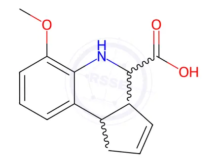 Chemical structure of 6-Methoxy-3a,4,5,9b-tetrahydro-1H-cyclopenta[c]quinoline-4-carboxylic acid