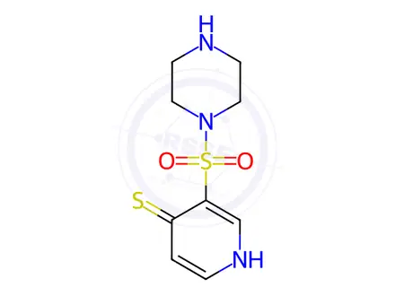 Chemical structure of 3-(Piperazin-1-ylsulfonyl)pyridine-4-thiol