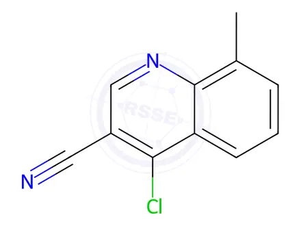 Chemical structure of 4-chloro-8-methylquinoline-3-carbonitrile