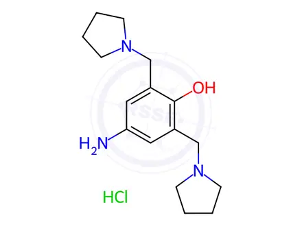 Chemical structure of Phenol, 4-amino-2,6-bis(1-pyrrolidinylmethyl)-, hydrochloride (1:)