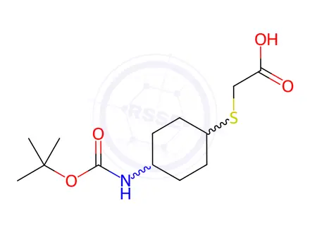 Chemical structure of 2-((4-((tert-Butoxycarbonyl)amino)cyclohexyl)thio)acetic acid