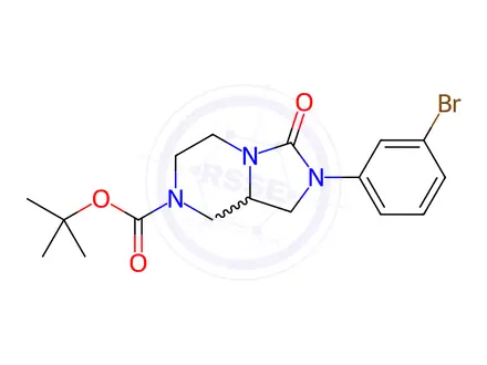 Chemical structure of Imidazo[1,5-a]pyrazine-7(1H)-carboxylic acid, 2-(3-bromophenyl)hexahydro-3-oxo-, 1,1-dimethylethyl ester
