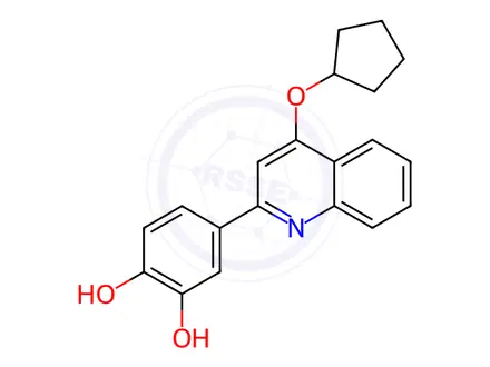 Chemical structure of 4-(4-(cyclopentyloxy)quinolin-2-yl)benzene-1,2-diol