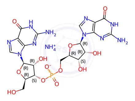 Chemical structure of Guanosine, guanylyl-(3'->5')-, ammonium salt