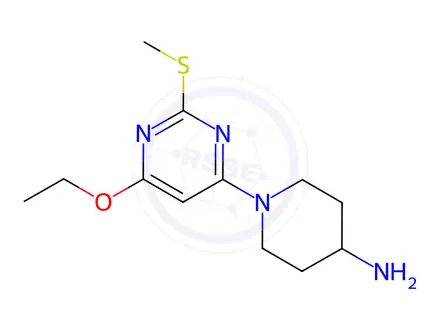 Chemical structure of 1-(6-Ethoxy-2-Methylsulfanyl-pyriMidin-4-yl)-piperidin-4-ylaMine hydrochloride